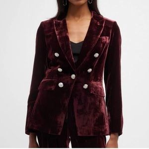 Veronica Beard Gaya Merlot Red Velvet Dickey Jacket Size 6